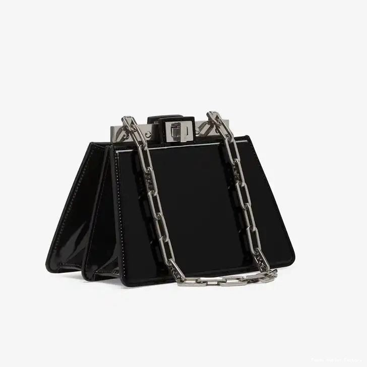 Cheap HOT Black Calf Bag Cut Leather Peekaboo In Mini Fendi 0614